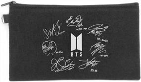 img 3 attached to BTS Kpop Canvas Messenger Bag With Signature And Lomo Cards - Ideal Pencil Case For Fans By Fanstown