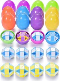 img 4 attached to Ganowo 12 Pcs Easter Eggs Prefilled With Mini Snake Cube Blocks For Easter Basket Stuffers, Easter Egg Hunt, Easter Party Favors