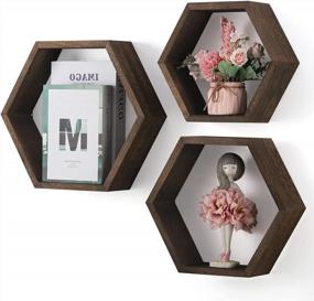 img 4 attached to Versatile And Chic Set Of 3 Hexagon Floating Shelves For Home And Office