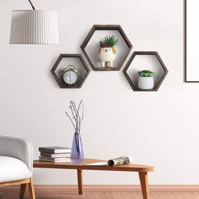 img 1 attached to Versatile And Chic Set Of 3 Hexagon Floating Shelves For Home And Office
