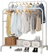 udear white garment rack 43.3 inches freestanding double pole multi-functional bedroom clothing hanger логотип