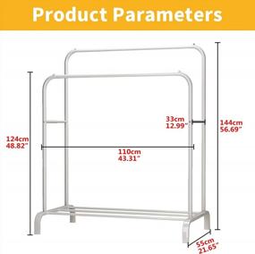 img 1 attached to UDEAR White Garment Rack 43.3 Inches Freestanding Double Pole Multi-Functional Bedroom Clothing Hanger