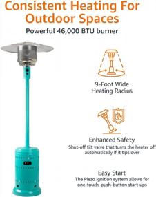 img 2 attached to 46,000 BTU Outdoor Propane Patio Heater W/ Wheels - Amazon Basics Bahama Blue