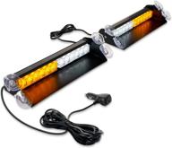 lattofigy 24led 2x14 inch truck safety hazard warning lights - 2 in 1 dash emergency strobe lights for car vehicle, interior front/rear windshield deck split light bar (amber/white) логотип