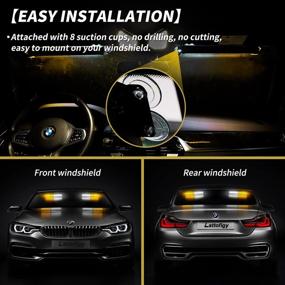 img 1 attached to Lattofigy 24LED 2x14 inch Truck Safety Hazard Warning Lights - 2 in 1 Dash Emergency Strobe Lights for Car Vehicle, Interior Front/Rear Windshield Deck Split Light Bar (Amber/White)