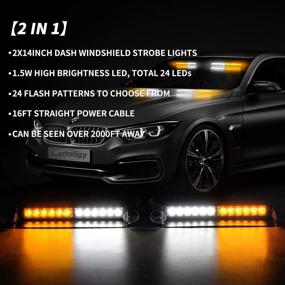 img 3 attached to Lattofigy 24LED 2x14 inch Truck Safety Hazard Warning Lights - 2 in 1 Dash Emergency Strobe Lights for Car Vehicle, Interior Front/Rear Windshield Deck Split Light Bar (Amber/White)