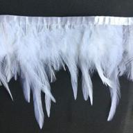 pack of 5 yards white sowder rooster hackle feather fringe trim for costume dress decoration logo
