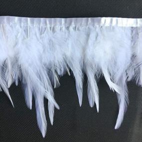 img 2 attached to Pack Of 5 Yards White Sowder Rooster Hackle Feather Fringe Trim For Costume Dress Decoration