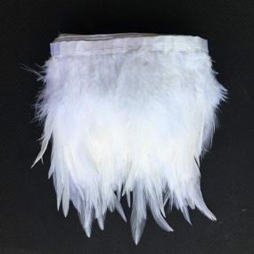 img 1 attached to Pack Of 5 Yards White Sowder Rooster Hackle Feather Fringe Trim For Costume Dress Decoration