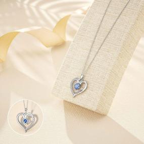 img 2 attached to 925 Sterling Silver Hands Shape Cubic Zirconia DALARAN Forever Love Heart Pendant Necklace Birthday Gift For Women