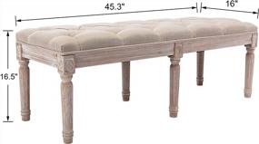img 2 attached to Beige Upholstered Entryway Ottoman Bench - Chairus Fabric Classic Bedroom Bench With Rustic Wood Legs