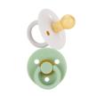safe and stylish: itzy ritzy natural rubber pacifiers with cherry-shaped nipple and large air holes, set of 2 in mint and white for newborns logo