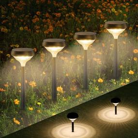 img 4 attached to Linkind Solar Pathway Lights 8 Pack, Warm White Bright Solar Lights Outdoor Waterproof, Solar Garden Lights Adjustable Landscape Path Lights For Patio Walkway Yard Driveway Backyard Decorative