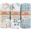 lifetree muslin swaddle blankets, 3 pack baby swaddling neutral receiving blanket for boys & girls, bamboo cotton, eucalyptus / florals / leave pattern, large 47 x 47 inches logo