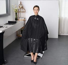 img 2 attached to SMARTHAIR Professional Salon Cape: Premium Polyester Barber Cape For Quality Haircuts - 54”X62”, Black | Model C035001C