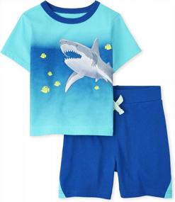 img 4 attached to Stylish Baby And Toddler Boys Short Sleeve Top & Shorts Set - The Children'S Place