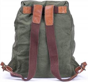 img 1 attached to Green Vintage Canvas Rucksack Backpack By Gootium - Specially Washed For A Classic Look