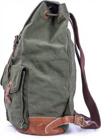 img 2 attached to Green Vintage Canvas Rucksack Backpack By Gootium - Specially Washed For A Classic Look