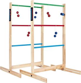 img 4 attached to Outdoor Ladder Toss Game Set - 48X28In Pine Wooden Golf Lawn Game With 6 Bolos Balls And Carrying Case - Fun Backyard Game For Teens, Adults, And Families By ApudArmis