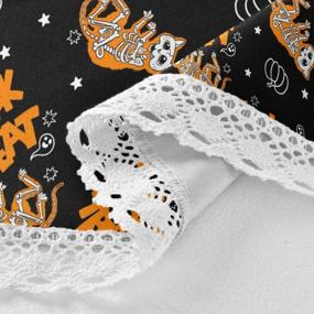 img 1 attached to 60-Inch Halloween Polyester White Lace Tablecloth - Dallonan Trick Or Treat Skeletons Of Cats Round Table Decoration For Party Dinner Table Decor