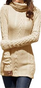 img 3 attached to Women'S Long-Sleeve Turtleneck Cable Knit Bodycon Dress