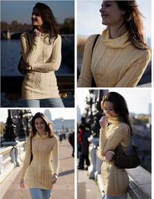 img 1 attached to Women'S Long-Sleeve Turtleneck Cable Knit Bodycon Dress