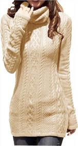 img 4 attached to Women'S Long-Sleeve Turtleneck Cable Knit Bodycon Dress