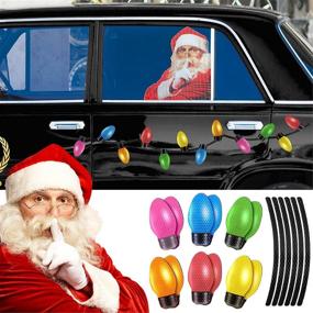 img 4 attached to 🎅 3D Santa Claus Car Rear Window Stickers and Holiday Lights Magnet Set: Reflective Christmas Car Decorations and Fun Xmas Window Decals for Car
