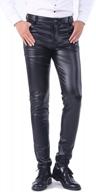 idopy мужские деловые зауженные джинсы с пятью карманами из искусственной кожи логотип