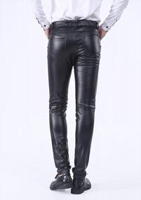 img 1 attached to Idopy Men`S Business Slim Fit Five Pockets Faux Leather Pants Jeans