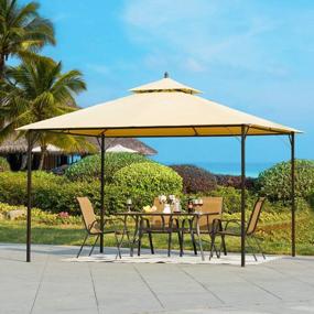 img 4 attached to YOLENY 10X12 FT Outdoor Gazebo With Steel Frame, Vented Soft Top For Backyard, Patio, Party, And Events In Beige Color