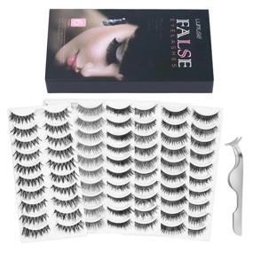 img 4 attached to Lurrose Fake Eyelashes Set Handmade Long Soft False Eyelashes Pack For Natural Look (60 Pairs)