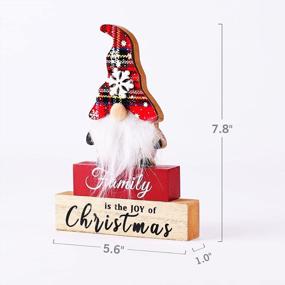 img 1 attached to Christmas Wood Tabletop Decor With Santa Gnomes Sign - Christmas Wood Block Decorations - Christmas Is The Joy Of Family Sign For Shelf, Table, Tiered Tray And Mantel Decor