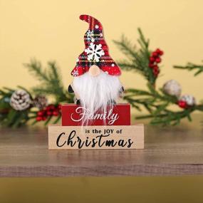 img 2 attached to Christmas Wood Tabletop Decor With Santa Gnomes Sign - Christmas Wood Block Decorations - Christmas Is The Joy Of Family Sign For Shelf, Table, Tiered Tray And Mantel Decor