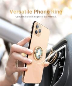 img 2 attached to 🌸 GVIEWIN Floral Cell Phone Ring Holder, Magnetic Metal Kickstand Grip for iPhone 13 Pro Max/13 Pro/12 Pro Max/11 & Galaxy S22 Ultra/S22, Blue