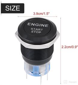 img 3 attached to Universal Metal Press LED Push Button Switch White for Car Engine Start Stop Ignition - 12V DC LED Starter Switch (Black)