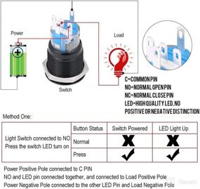 img 2 attached to Universal Metal Press LED Push Button Switch White for Car Engine Start Stop Ignition - 12V DC LED Starter Switch (Black)