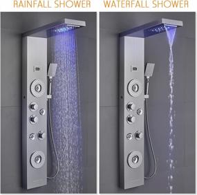 img 1 attached to ROVATE 6-In-1 Rainfall Waterfall Shower Panel Tower System With LED Lights, Modern Shower Column With Temperature Display, 4 Mist Sprays, 2 Body Jets, Handheld And Tub Spout, Brushed Stainless Steel