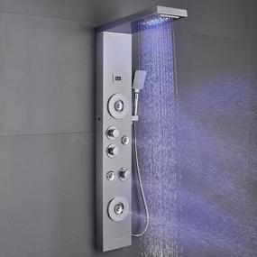 img 4 attached to ROVATE 6-In-1 Rainfall Waterfall Shower Panel Tower System With LED Lights, Modern Shower Column With Temperature Display, 4 Mist Sprays, 2 Body Jets, Handheld And Tub Spout, Brushed Stainless Steel
