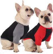 🐶 quick dry sychien dog shirts - lightweight summer raglan blank large clothing for dogs - sun protection french bulldog boy girl apparel, black/red + black/grey l логотип