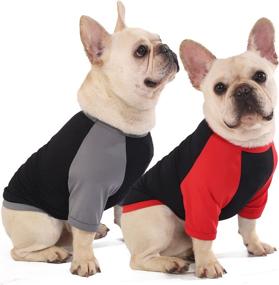 img 4 attached to 🐶 Quick Dry Sychien Dog Shirts - Lightweight Summer Raglan Blank Large Clothing for Dogs - Sun Protection French Bulldog Boy Girl Apparel, Black/Red + Black/Grey L