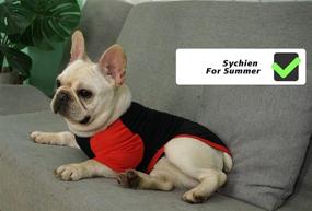 img 2 attached to 🐶 Quick Dry Sychien Dog Shirts - Lightweight Summer Raglan Blank Large Clothing for Dogs - Sun Protection French Bulldog Boy Girl Apparel, Black/Red + Black/Grey L