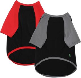 img 1 attached to 🐶 Quick Dry Sychien Dog Shirts - Lightweight Summer Raglan Blank Large Clothing for Dogs - Sun Protection French Bulldog Boy Girl Apparel, Black/Red + Black/Grey L