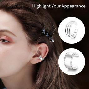 img 2 attached to Loyallook Set Of 20 Adjustable Non-Piercing Ear Cuff Earrings For Women - Stainless Steel Cartilage Clip-On Wraps, Fake Helix & Nose Rings, And Lip Cuffs