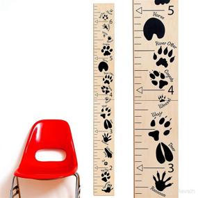 img 4 attached to 🦊 Headwaters Studio Animal Tracks Growth Chart – Wooden Ruler, Dark Gray