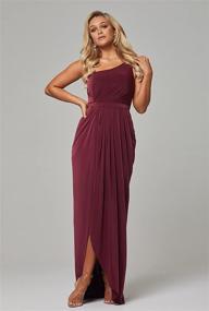 img 1 attached to Mauwey Shoulder Burgundy Bridesmaid Dresses Women's Clothing - Dresses