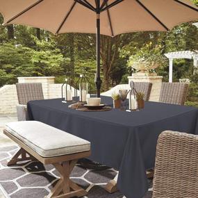 img 4 attached to LUSHVIDA Outdoor/Indoor Waterproof Tablecloth W/ Zipper & Umbrella Hole - 60X84In, Grey