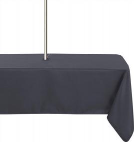 img 3 attached to LUSHVIDA Outdoor/Indoor Waterproof Tablecloth W/ Zipper & Umbrella Hole - 60X84In, Grey