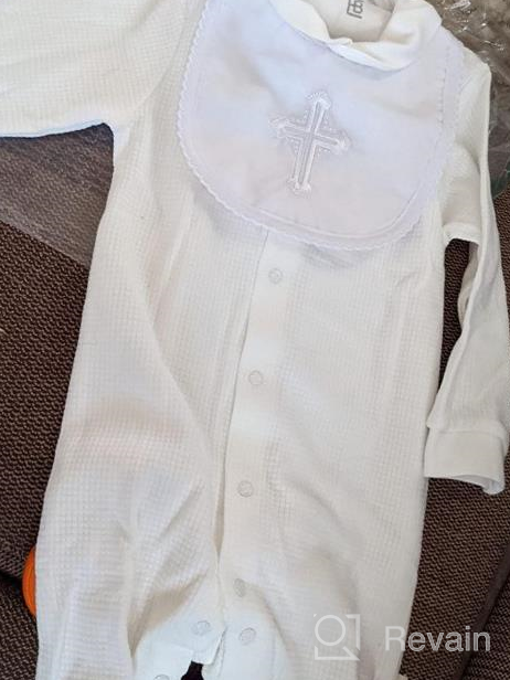 img 1 attached to Pureborn Unisex Baby Jumpsuit Infant Boys Girls Cotton Spring Fall Romper One-Piece Coverall Baptism Outfit White 0-24 Months review by Tony Andrews