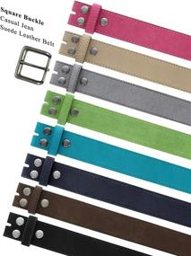 img 1 attached to Square Buckle Casual Suede Leather Women's Accessories - Belts